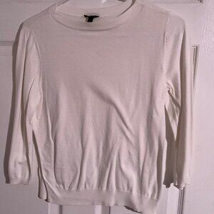 Talbots Petites‎ White 3/4 Sleeve Knit Sweater MP
